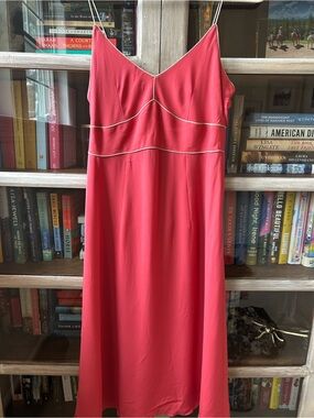 J. Crew Coral Silk Dress with Taupe Piping
